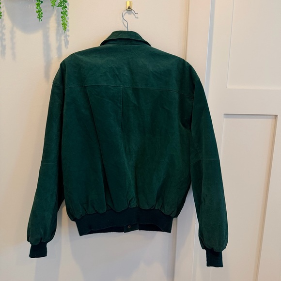 Vintage Global Identify G-lll Green 100% Leather Bomber Jacket Zip Closure Small - Picture 6 of 13